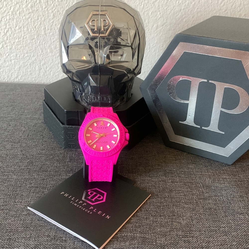 Pink Philipp Plein timepiece.